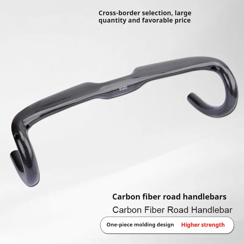 Carbon fiber road bicycle drop handlebar in Black Grey Silver, shown in UD Matte finish.