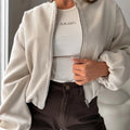 Women's off-shoulder short coat with lantern sleeves in polyester, loose Japanese Korean casual style
