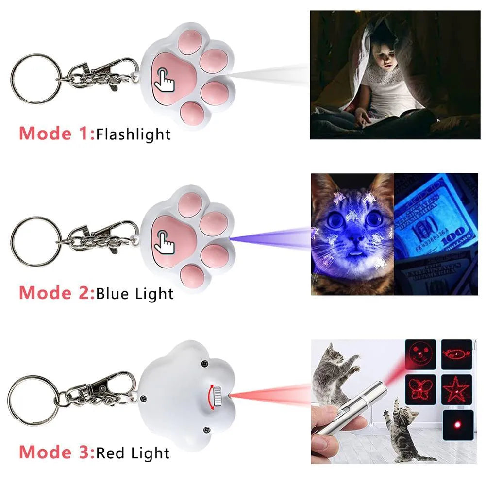 Compact black infrared cat teaser toy with USB charging port and keychain attachment