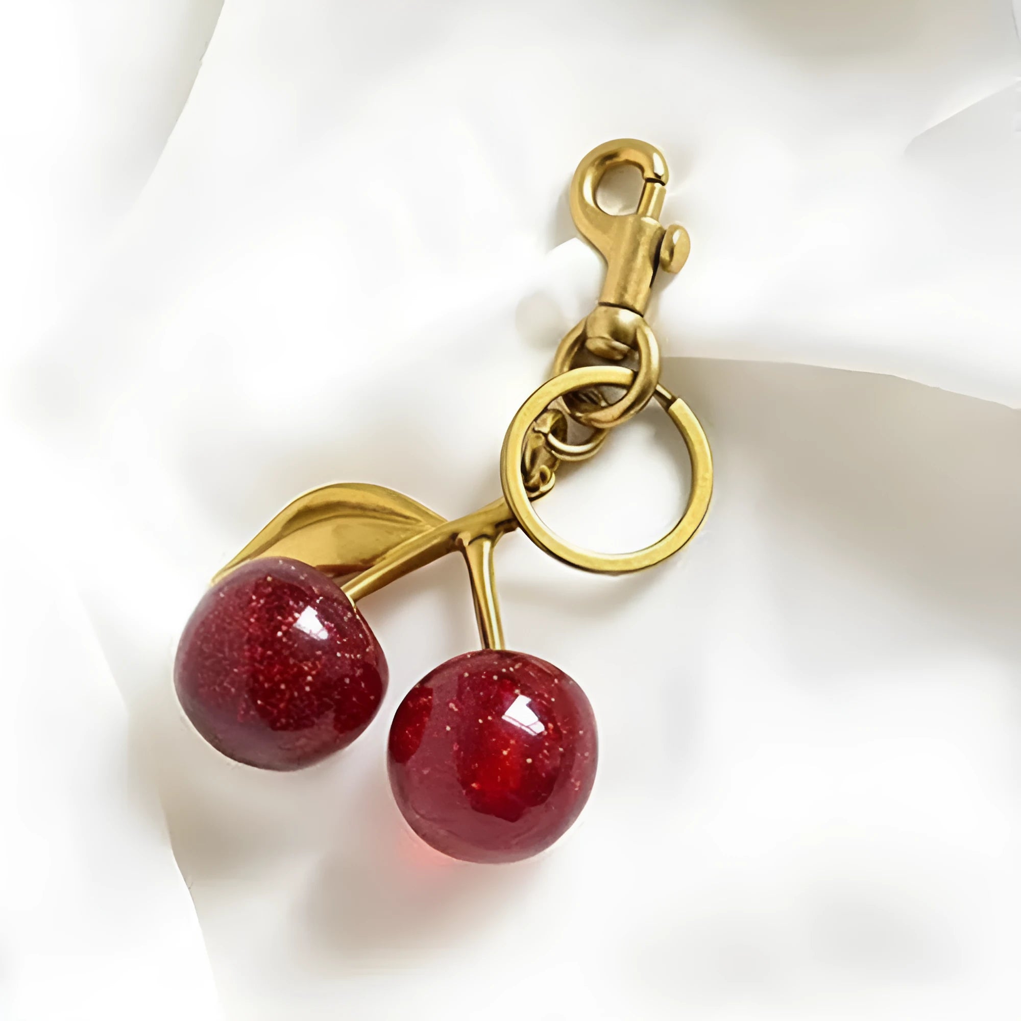 Zinc alloy three-dimensional cherry design key ring pendant for bags and keychains