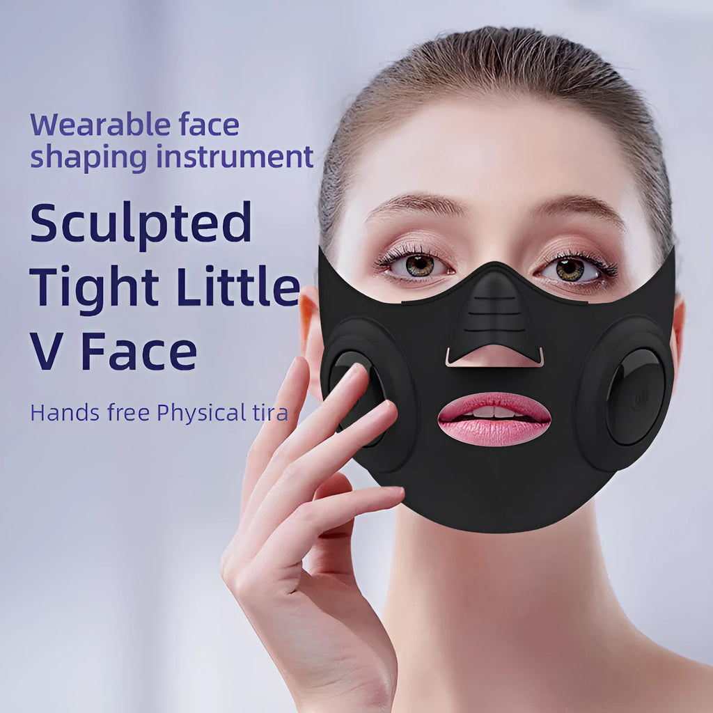 Black photon beauty mask device with facial contours and USB connectivity