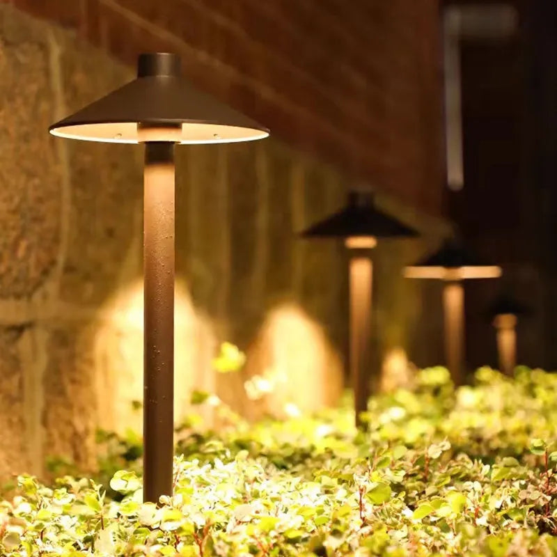 220V 7W aluminium IP65 outdoor floor lamp in brown or black, base or floor-outlet model