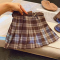 Children's plaid pattern pleated skirt in cotton blend fabric with A-line cut design