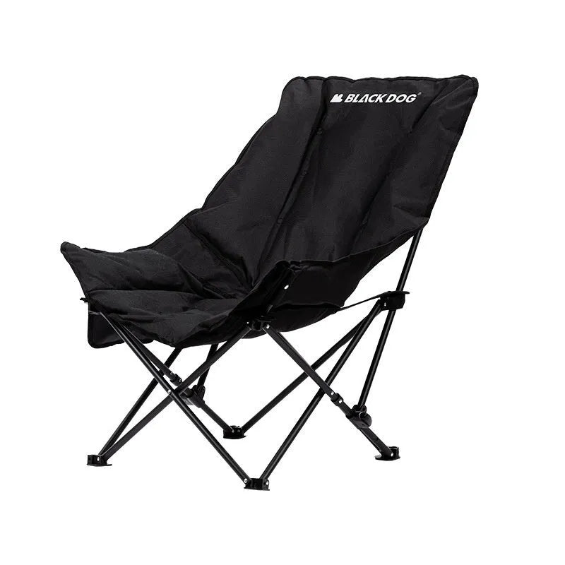 Night black Oxford cloth camping recliner folding stool with moon chair design for outdoor use