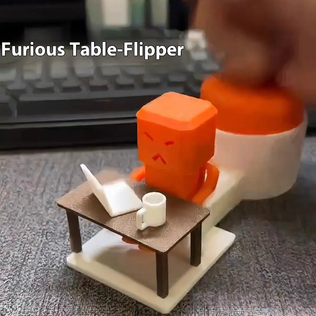 Orange plastic vent-shaped decompression toy for table turning, measuring 16cm long.