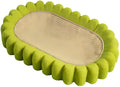 Green oval sisal cat scratching pad serving as a lounging bed with dimensions 650mm by 420mm.