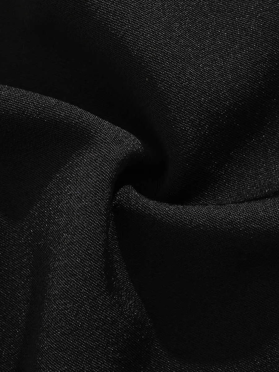 Black men's casual shorts with a semi-elastic waistband and straight-leg loose fit.