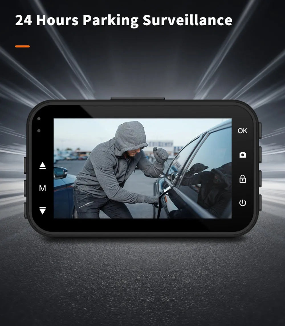 ThiEYE dual dash cam with front and rear cameras mounted on car windscreen