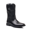 Men's brown high embroidered retro cowboy boots with square toe and horseshoe heel