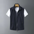 Men's slim fit rabbit fur hooded vest in multiple colour options including army green, navy blue, and black