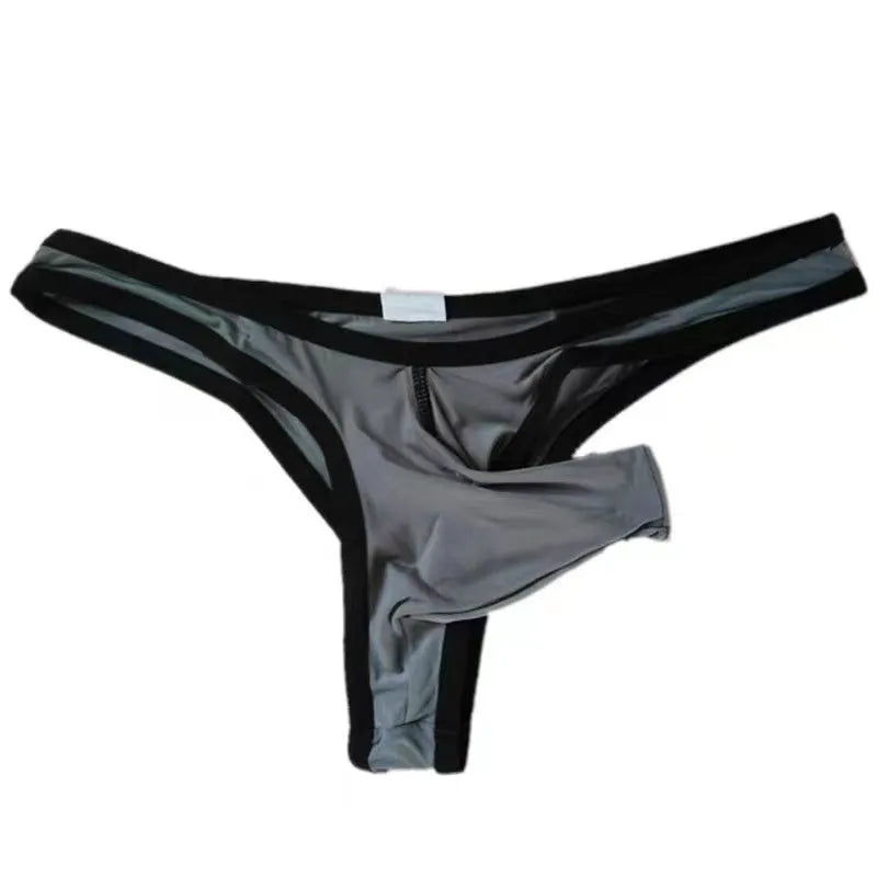 Men's Ice Silk small briefs underwear shown in multiple colours including Army Green, black, and sky blue