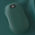 Electric hand warmer in Black, Green, Pink, or White with digital display, USB rechargeable power bank and ABS body