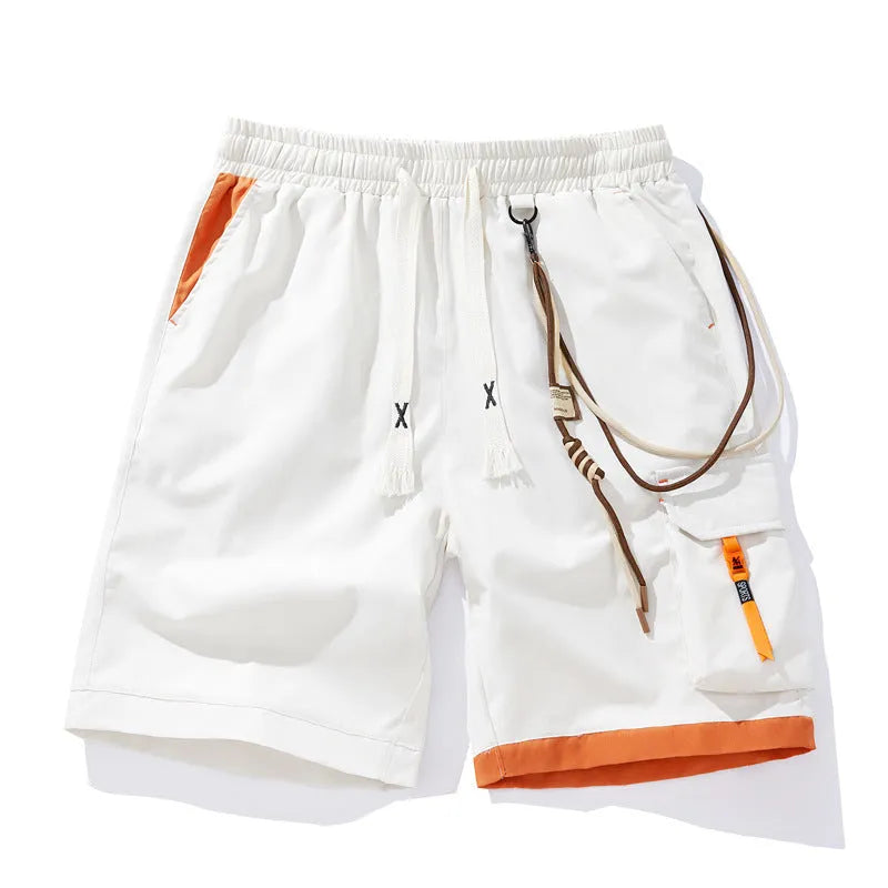 Men's plus size bamboo fibre sports shorts in loose straight-leg fit, shown in coffee colour.