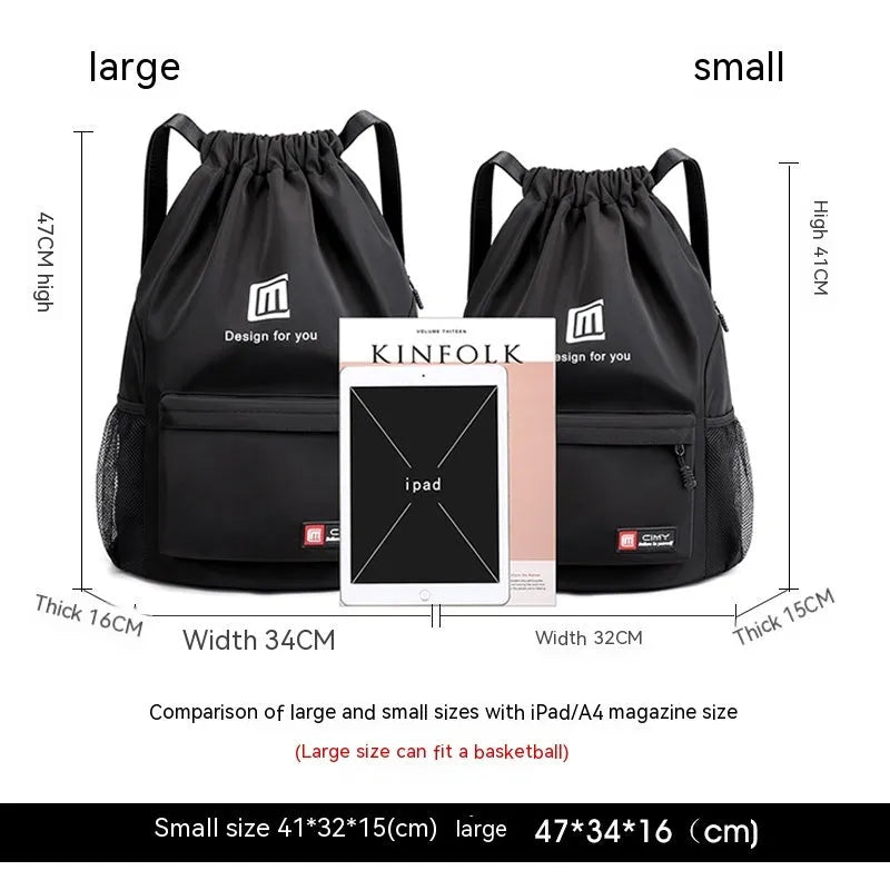 Oxford fabric travel backpack in multiple colours with drawstring closure and foldable design