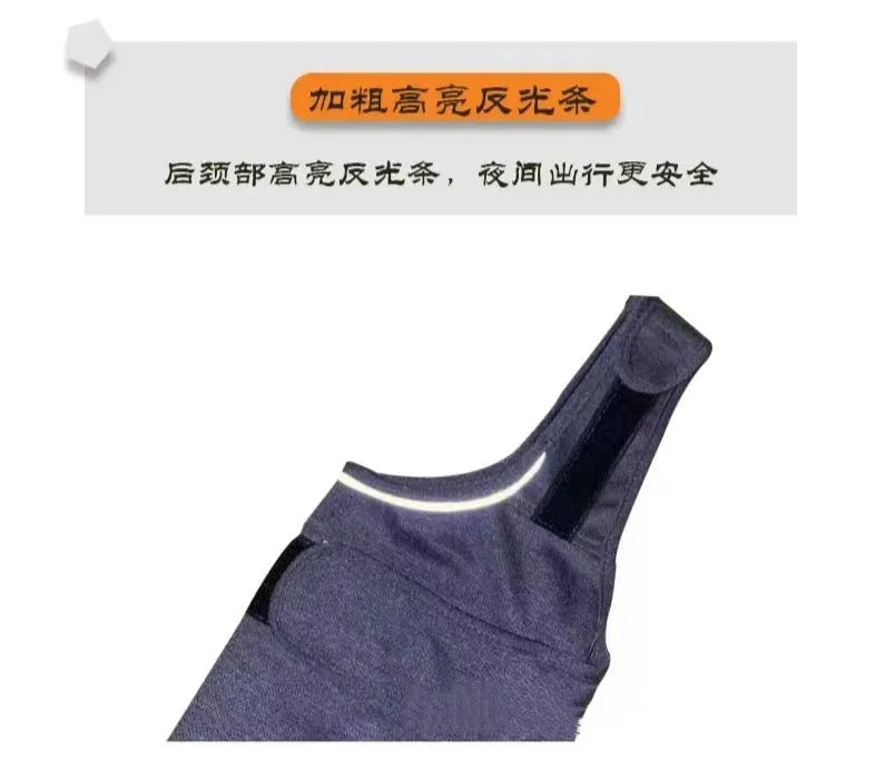 Heather grey dog anxiety calming vest jacket made from soft brocade cotton fabric on a medium-sized dog.