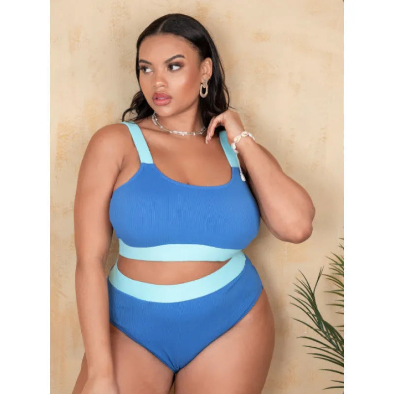 A solid-colour women's high-waisted bikini with side-tie bottoms, shown on a mannequin.