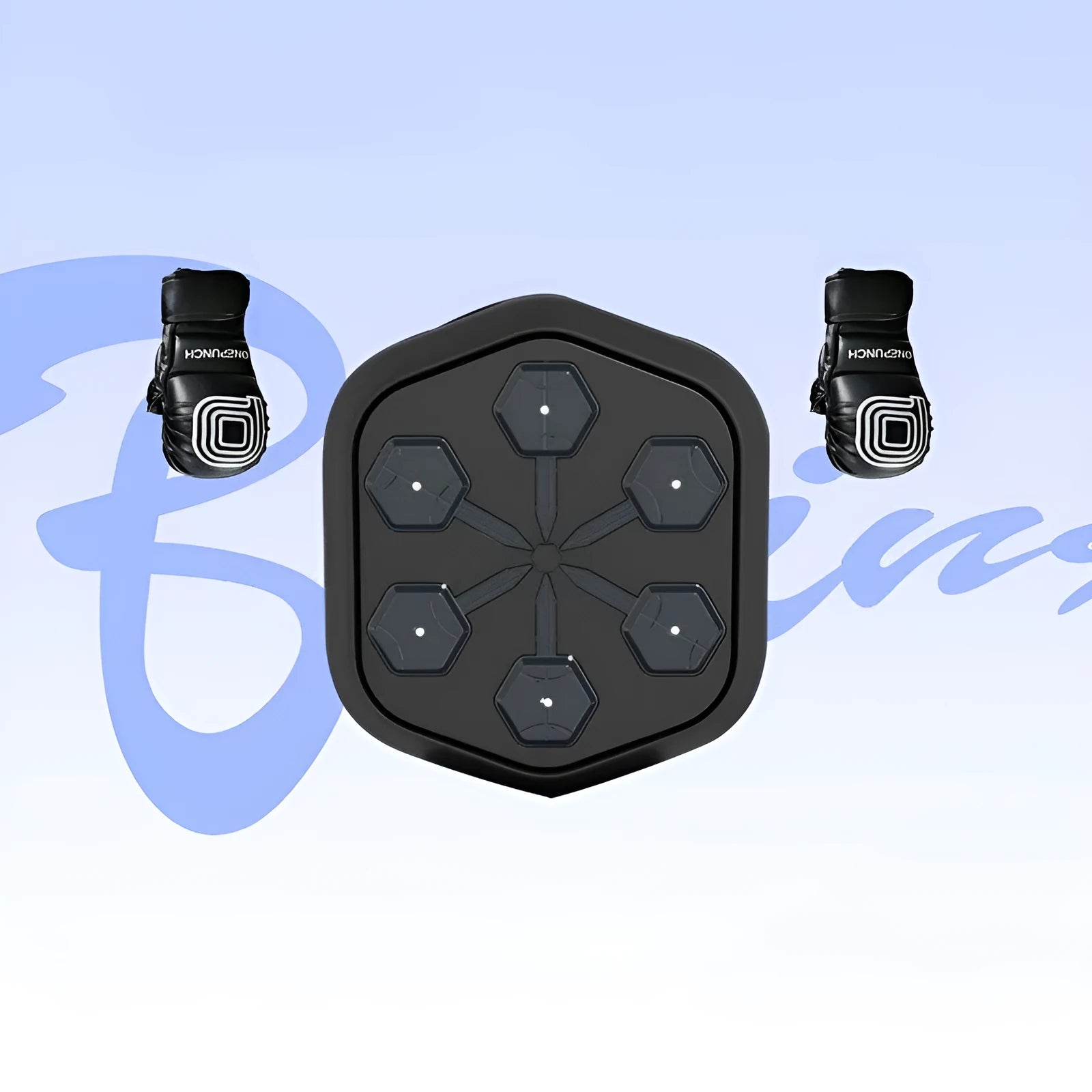 Black smart music boxing machine with Bluetooth, EVA construction, 200kg capacity.