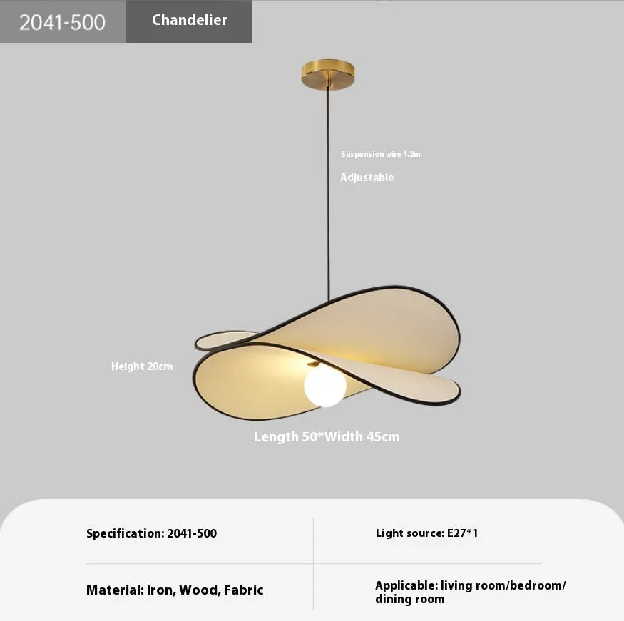 French style fabric potato chips chandelier pendant light with textured pleated shade